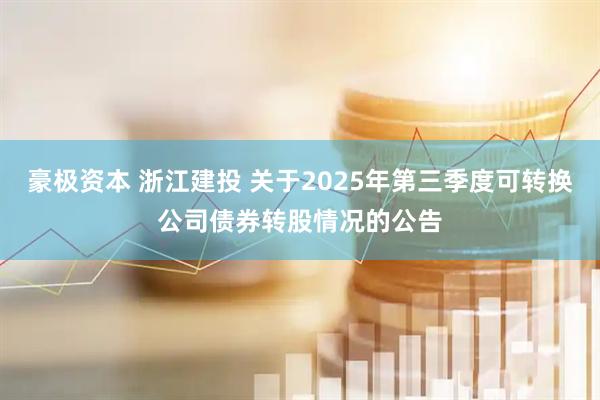 豪极资本 浙江建投 关于2025年第三季度可转换公司债券转股情况的公告